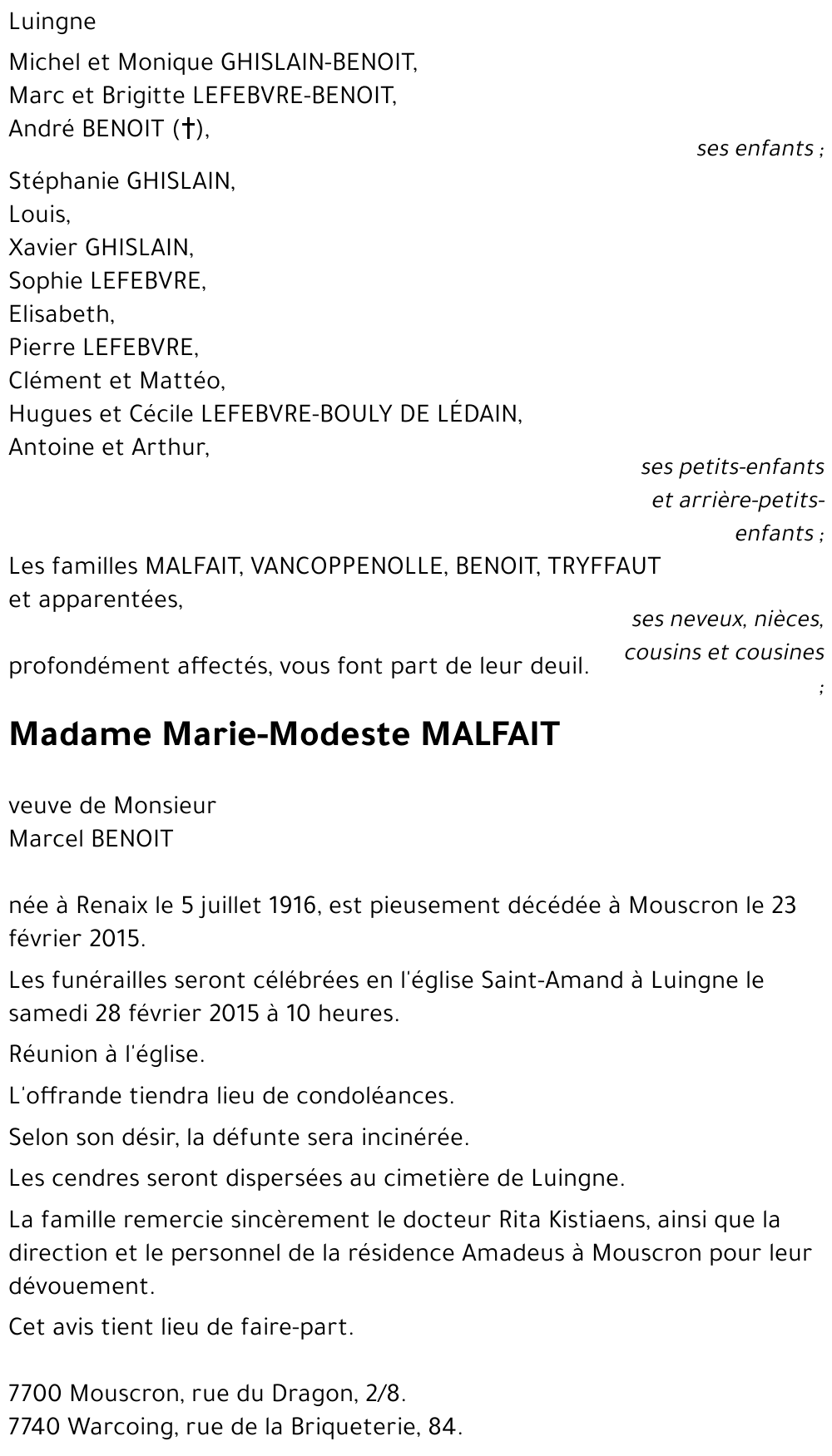 Marie-Modeste MALFAIT