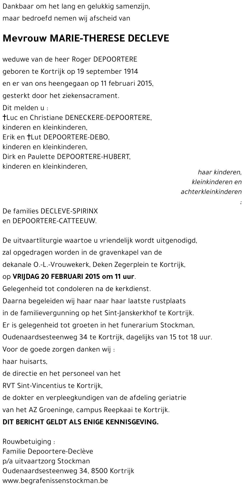 MARIE-THERESE DECLEVE