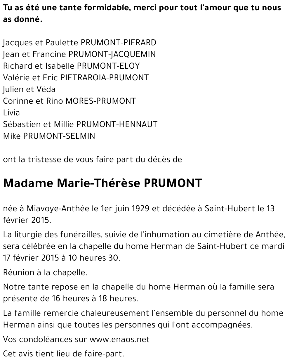 Marie-Thérèse PRUMONT