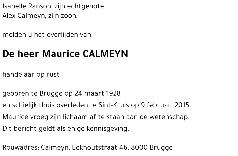 Maurice CALMEYN