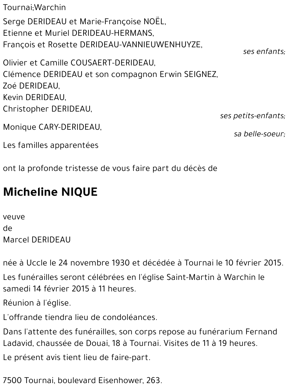 Micheline NIQUE