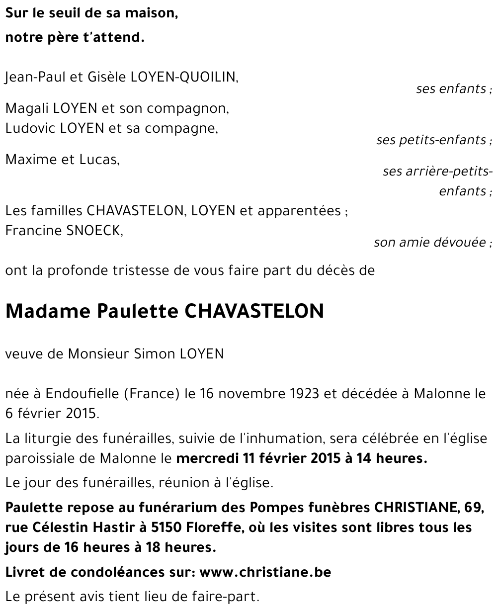 Paulette CHAVASTELON