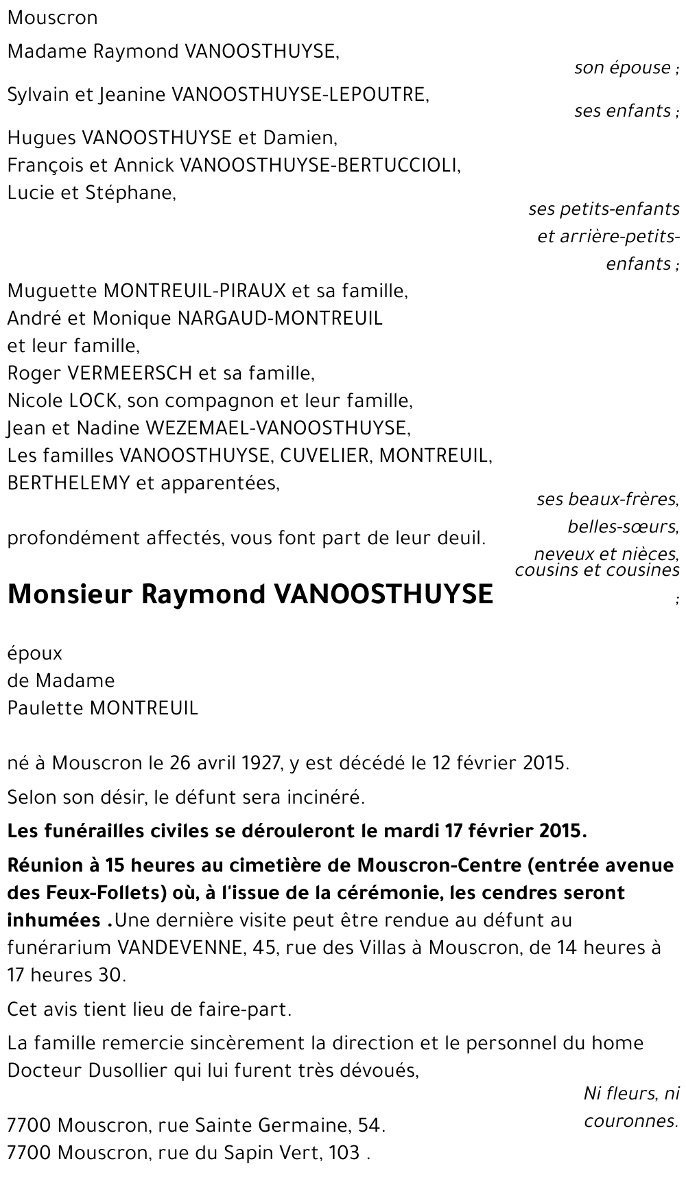 Raymond VANOOSTHUYSE