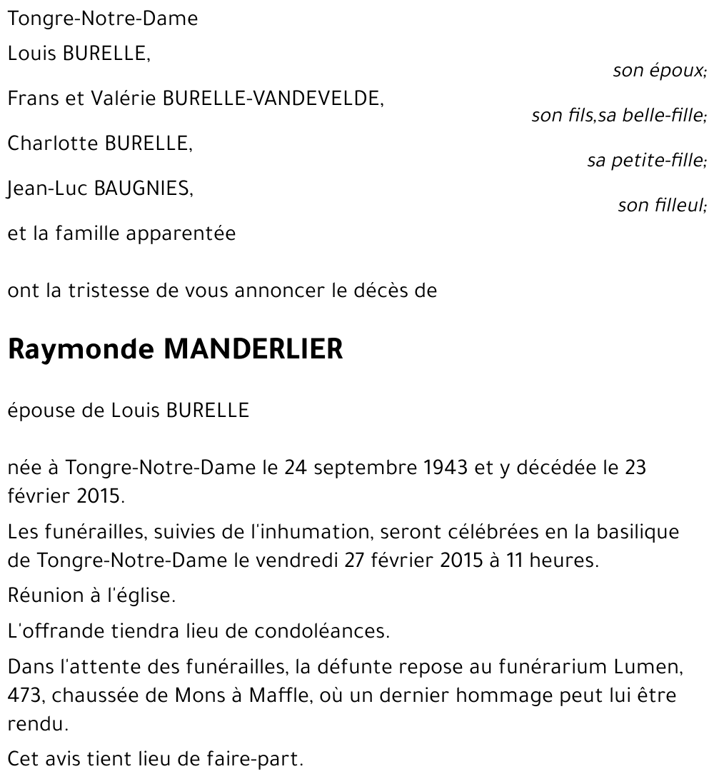 Raymonde MANDERLIER