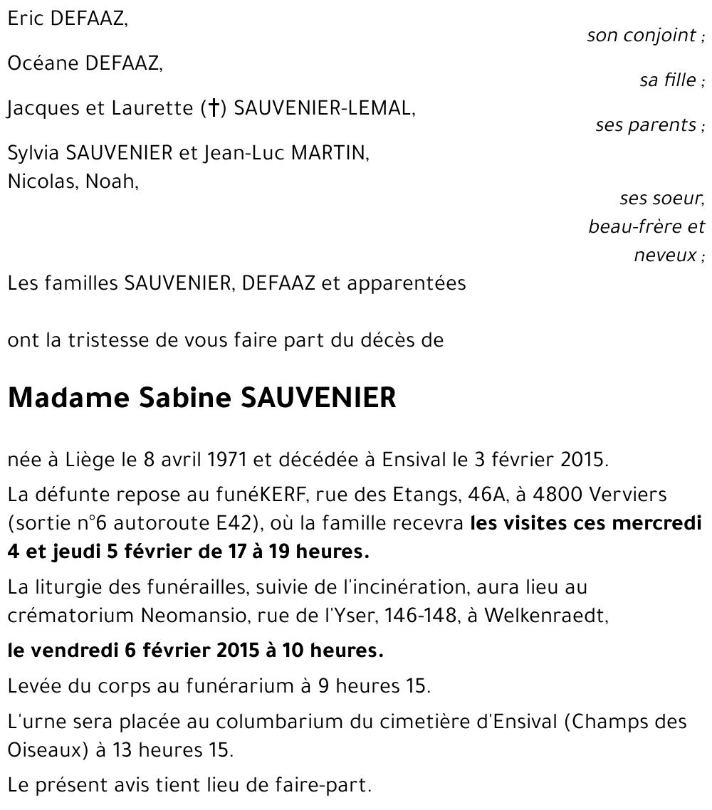 Sabine SAUVENIER