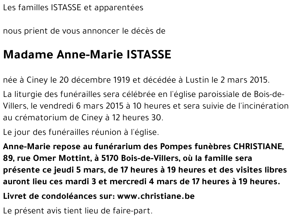 Anne-Marie ISTASSE