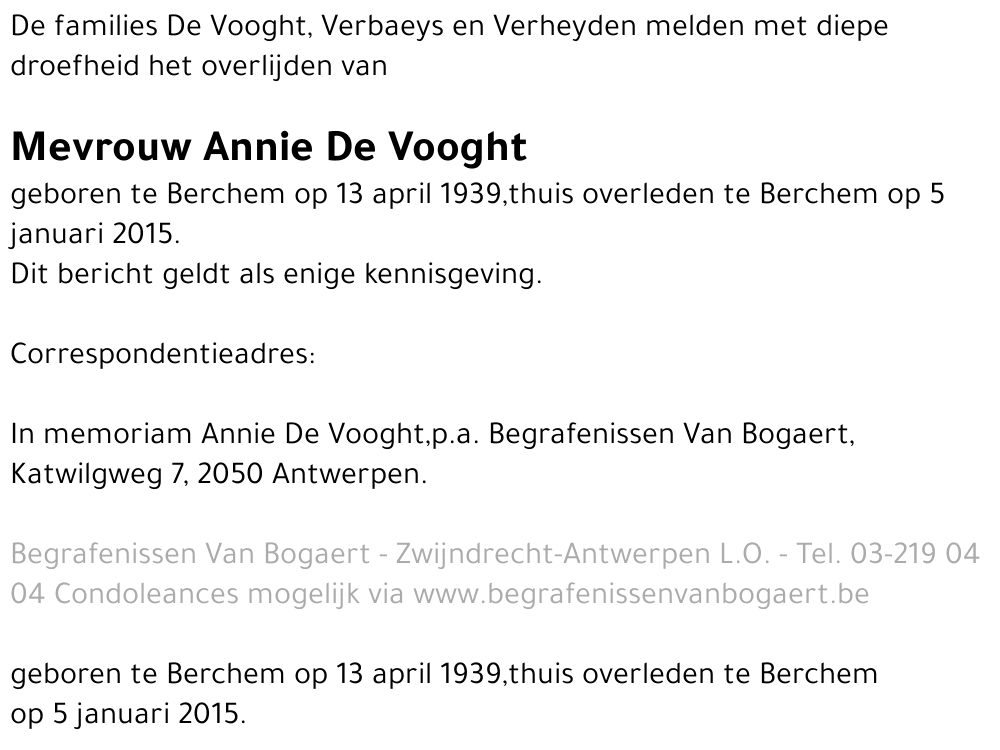 Annie De Vooght