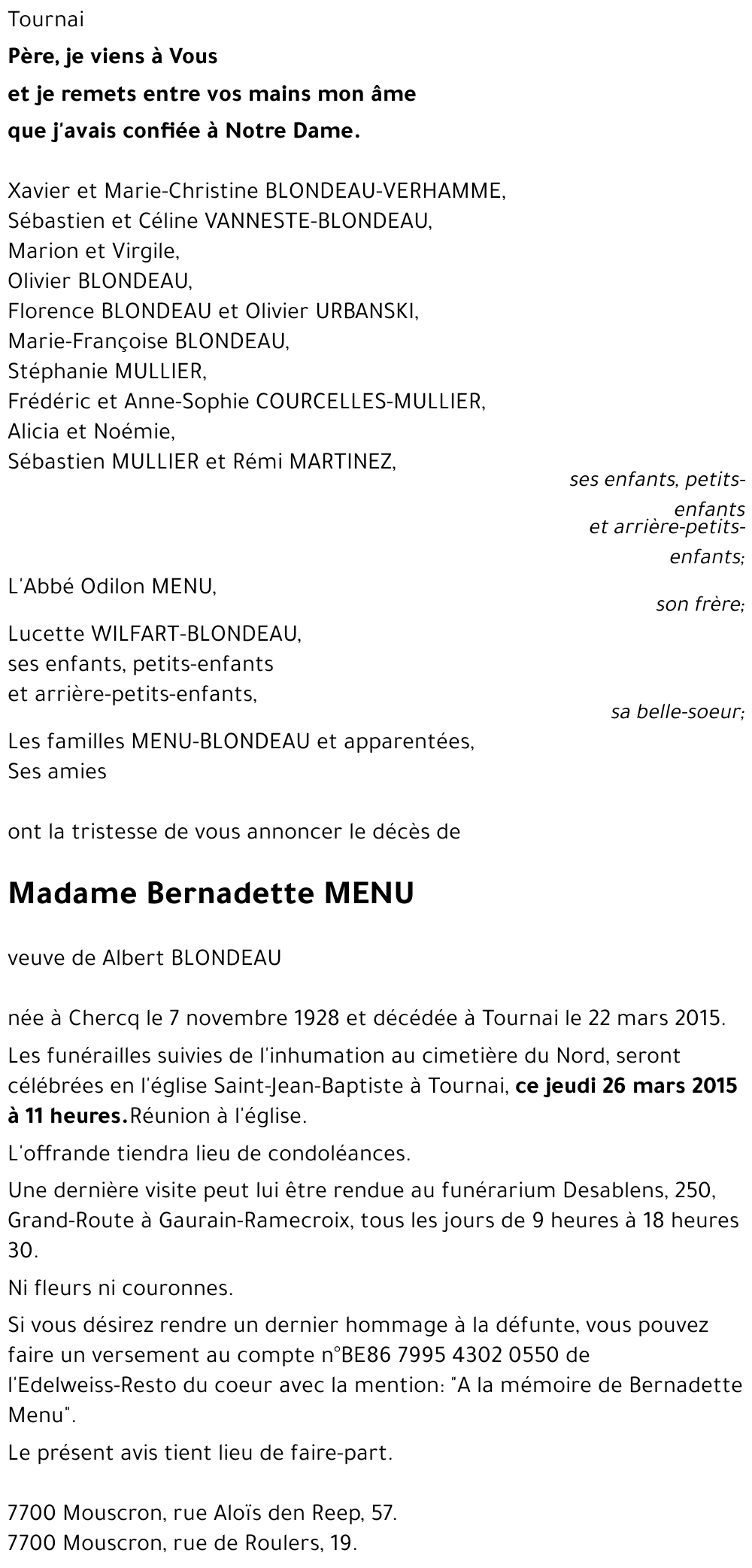 Bernadette MENU