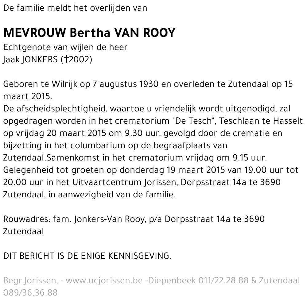 Bertha Van Rooy