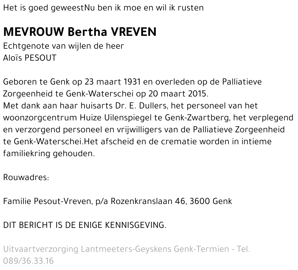 Bertha VREVEN