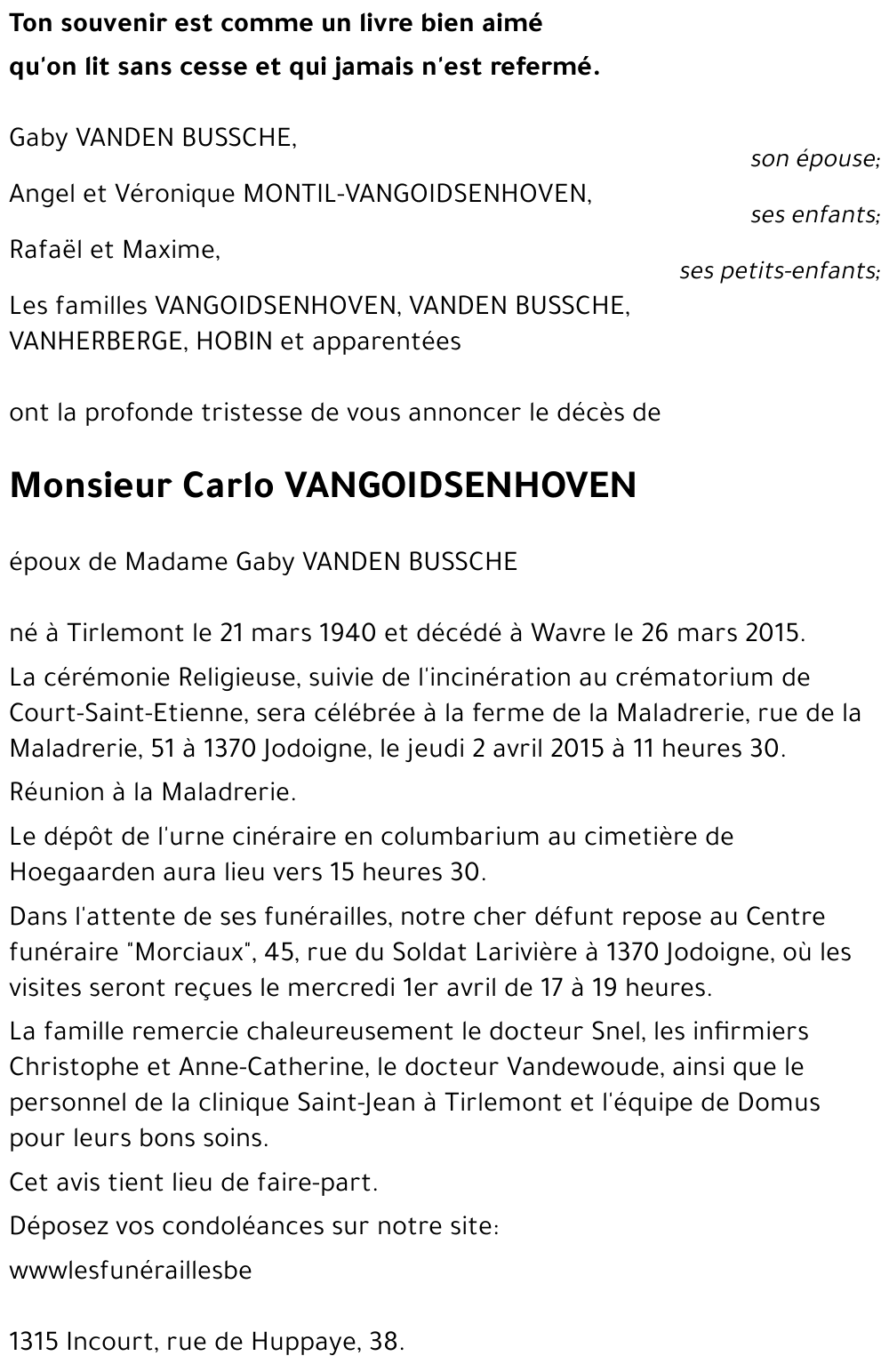 Carlo VANGOIDSENHOVEN