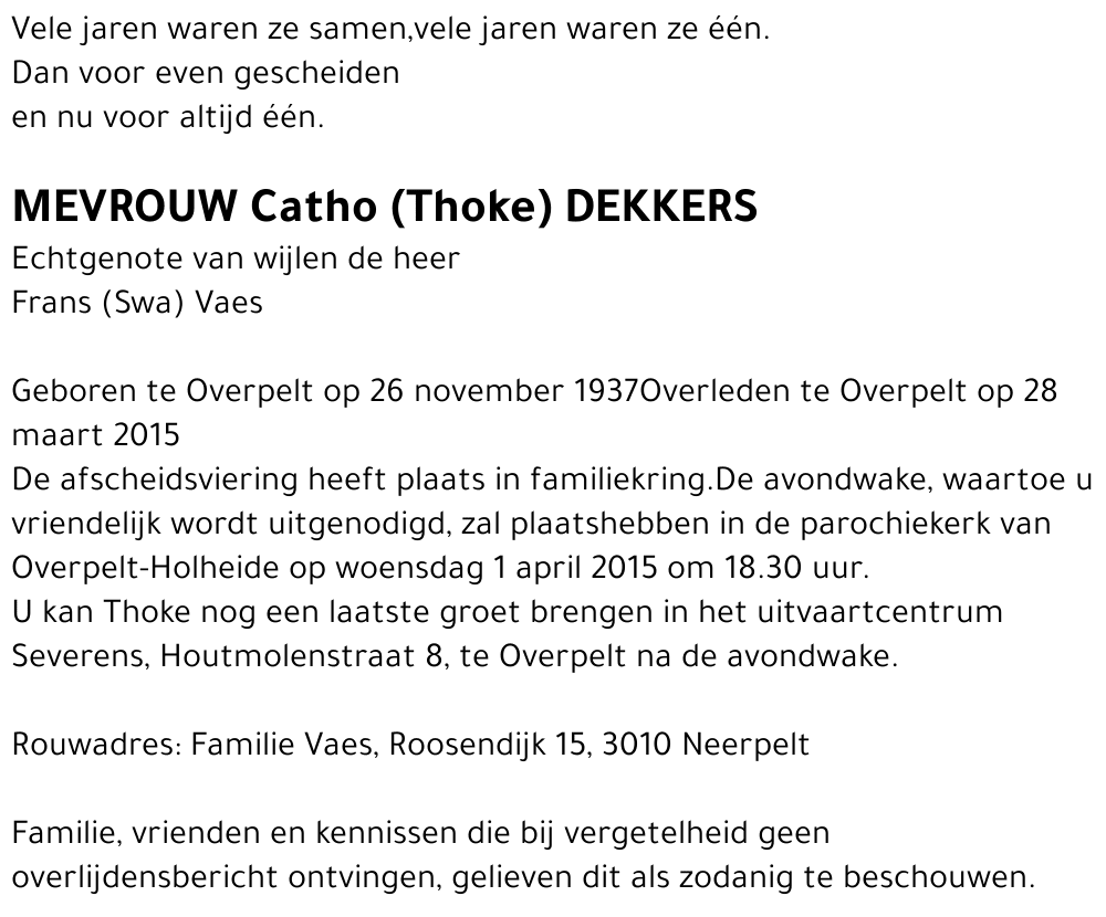 Catho (Thoke) Dekkers