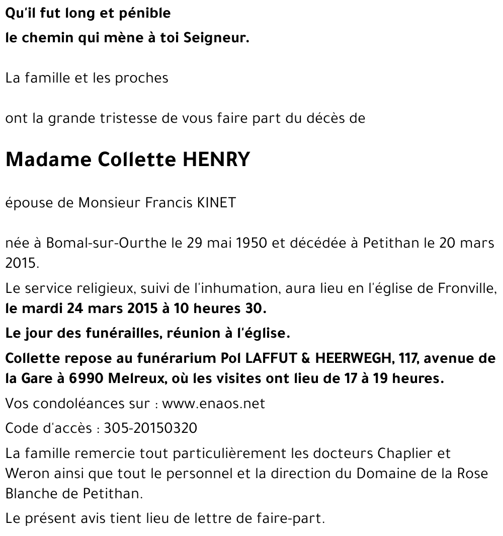 Collette HENRY