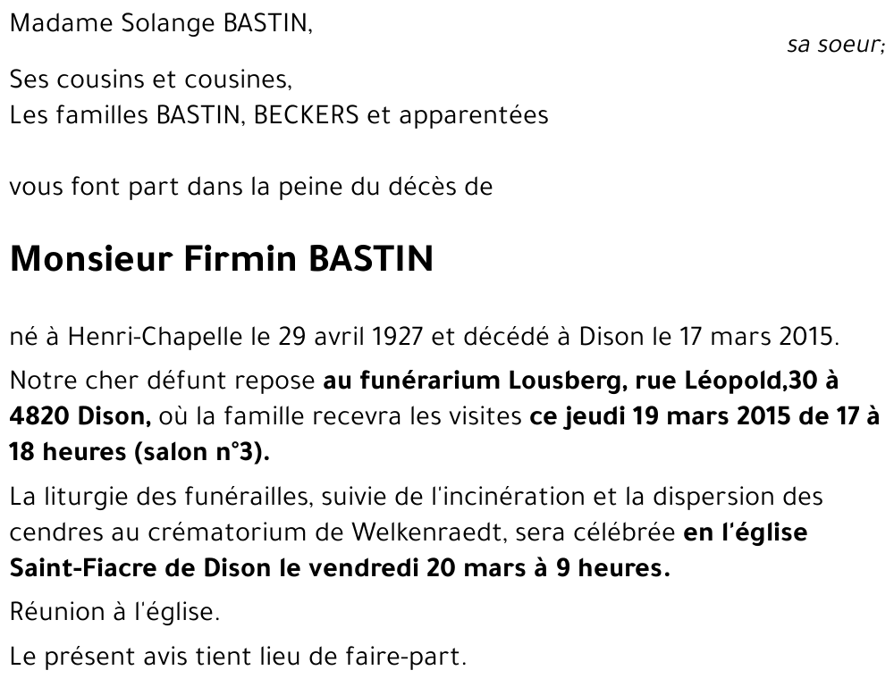 Firmin BASTIN