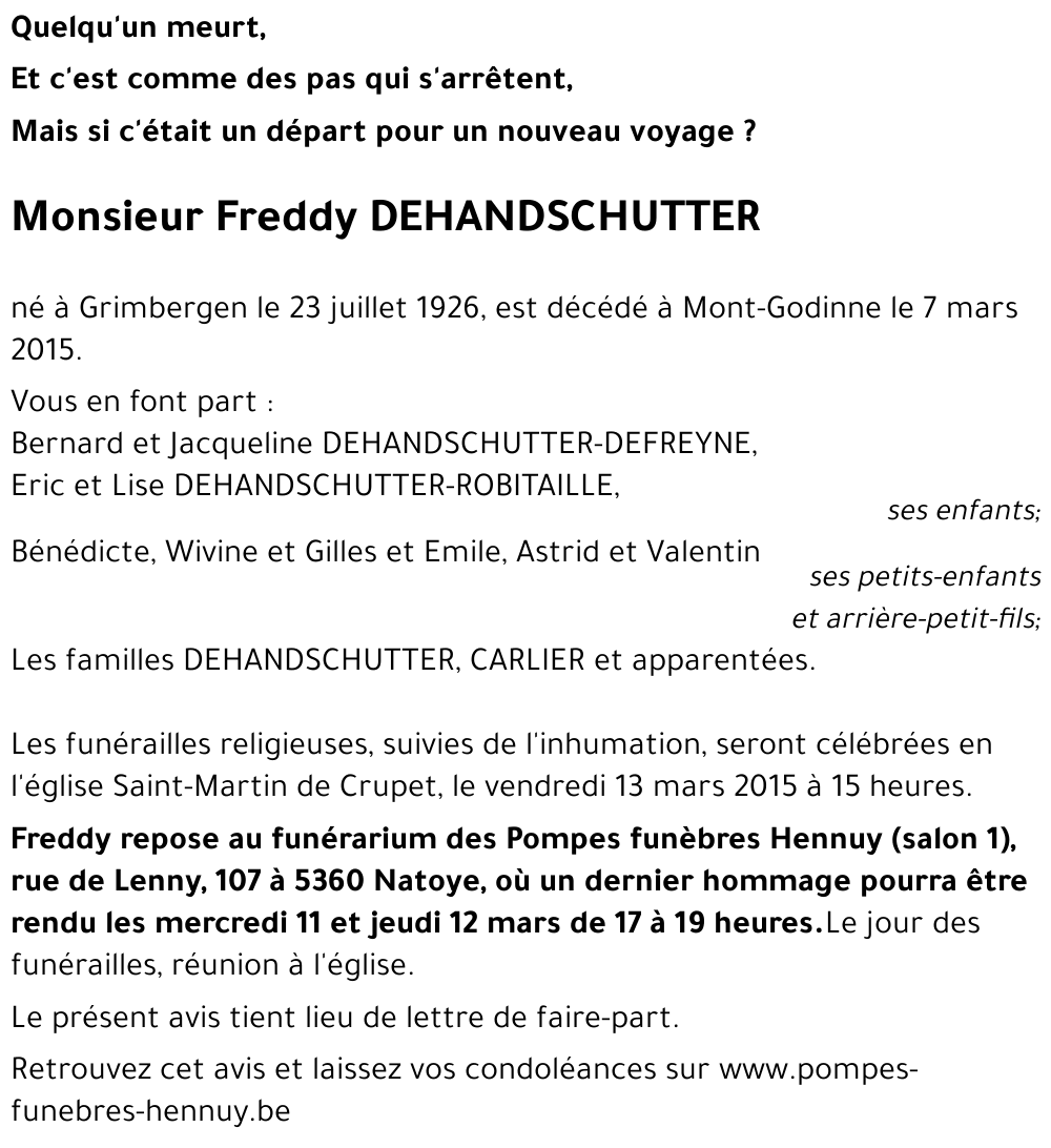 Freddy DEHANDSCHUTTER