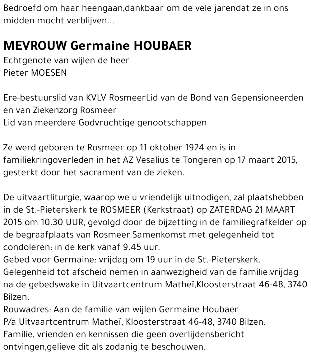 Germaine HOUBAER
