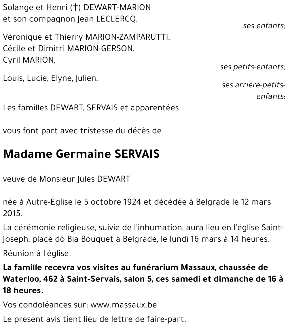 Germaine SERVAIS