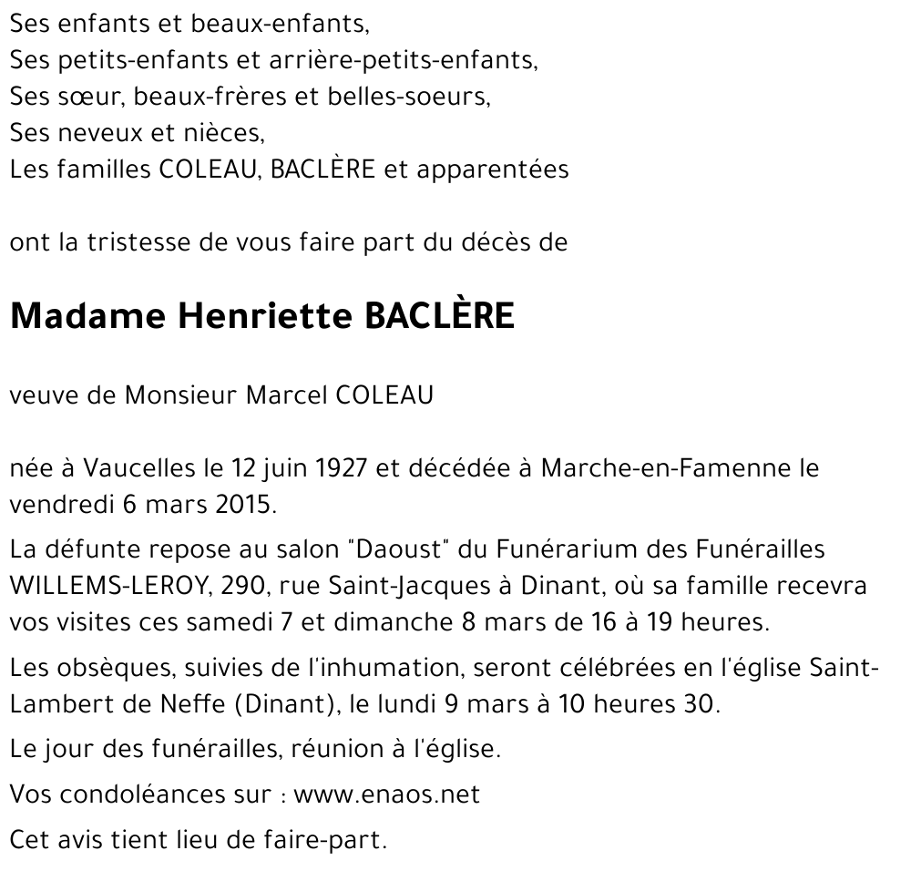 Henriette BACLÈRE