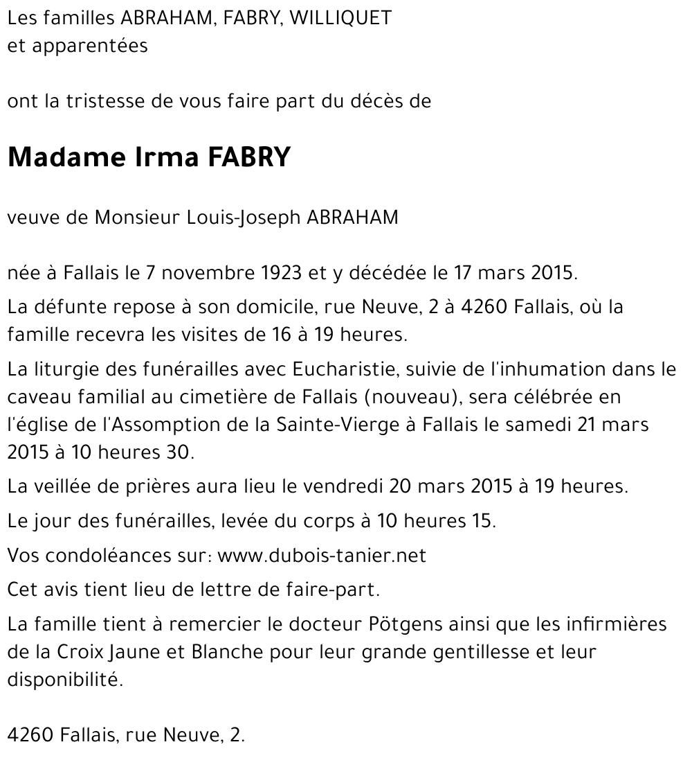 Irma FABRY