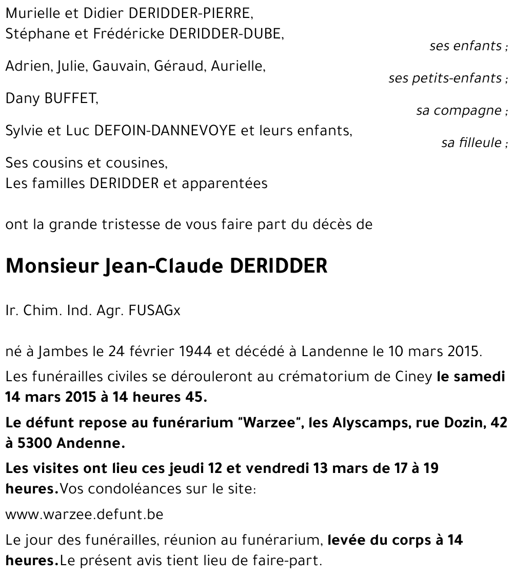 Jean-Claude DERIDDER