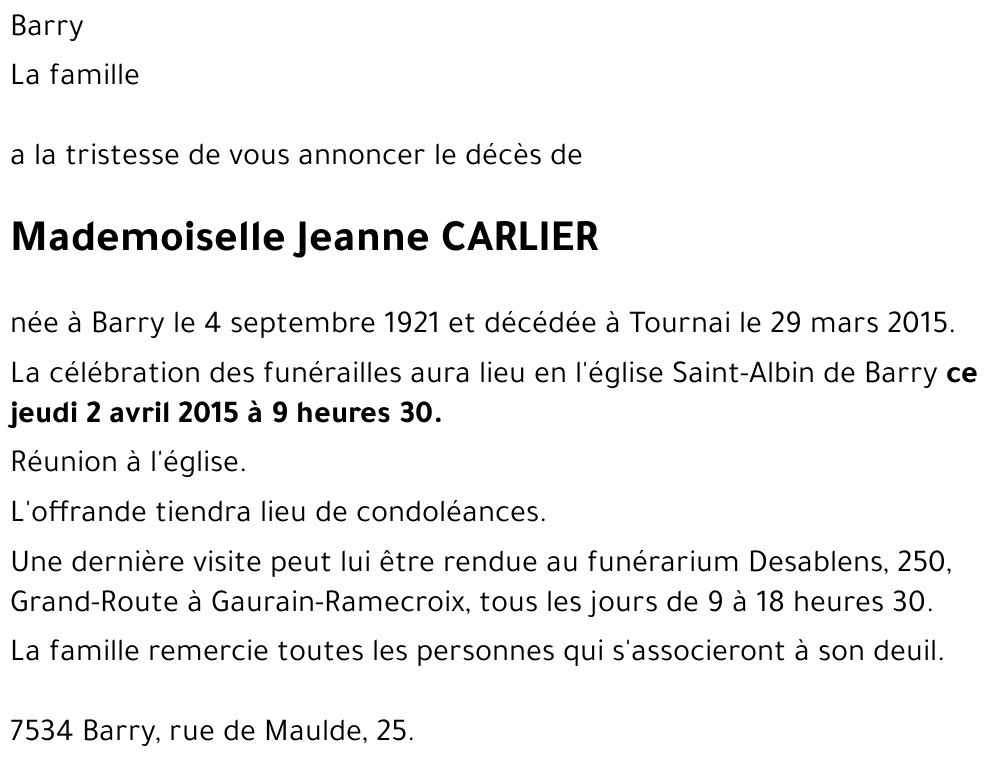 Jeanne CARLIER