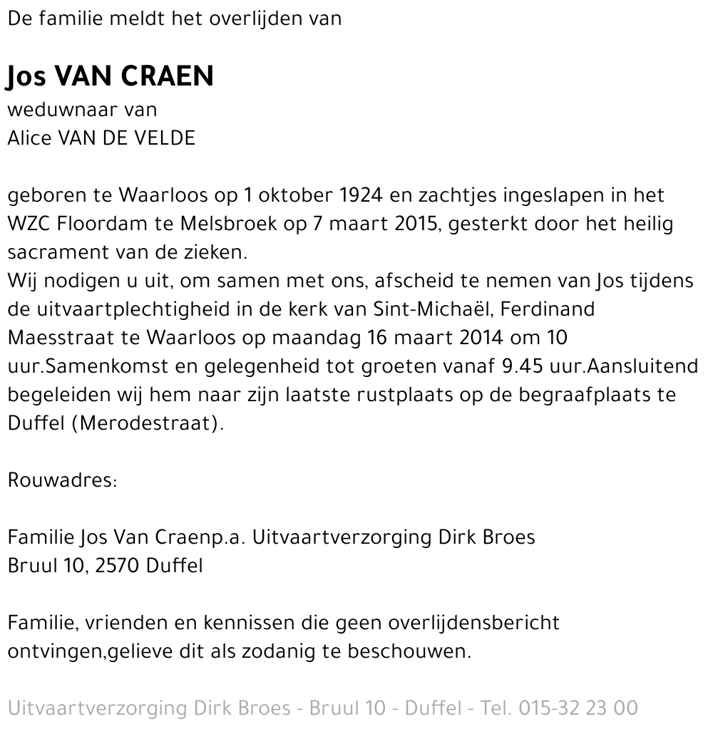 Jos Van Craen
