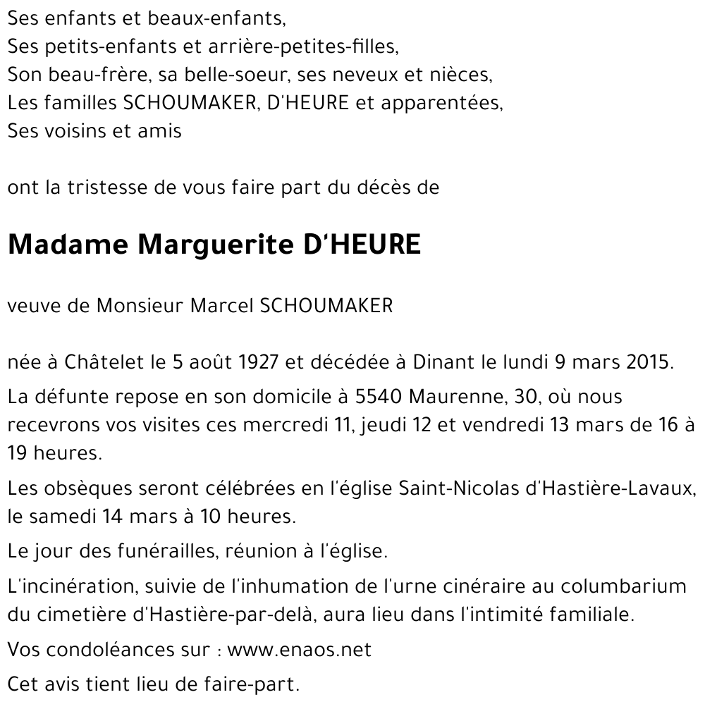 Marguerite D'HEURE