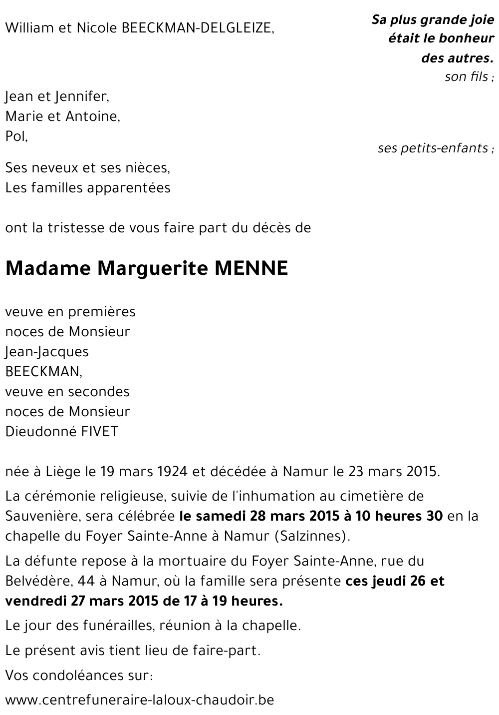 Marguerite MENNE
