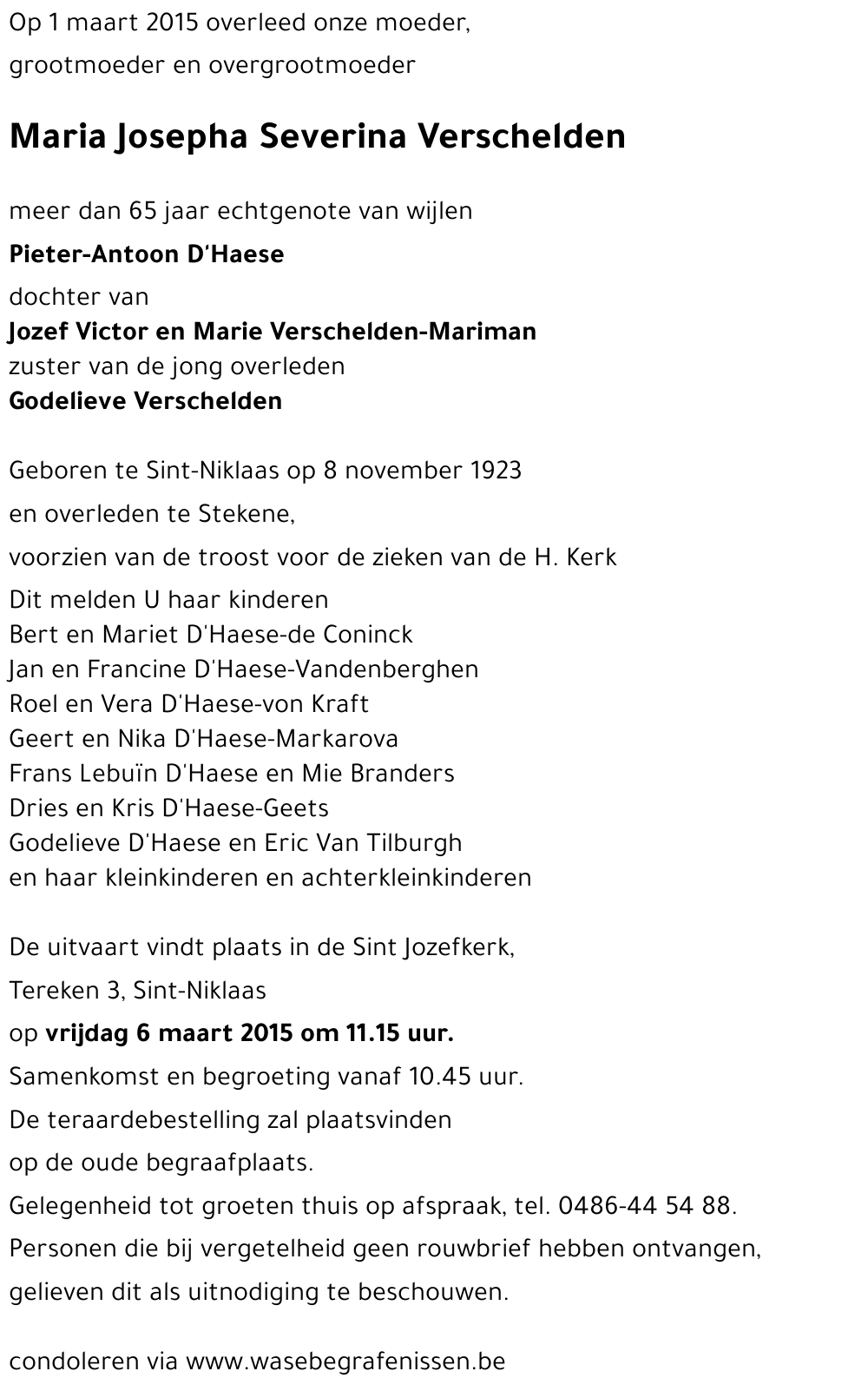 Maria Josepha Severina Verschelden