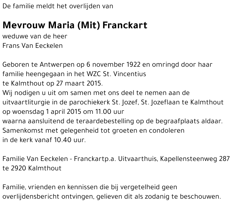 Maria (Mit) FRANCKART