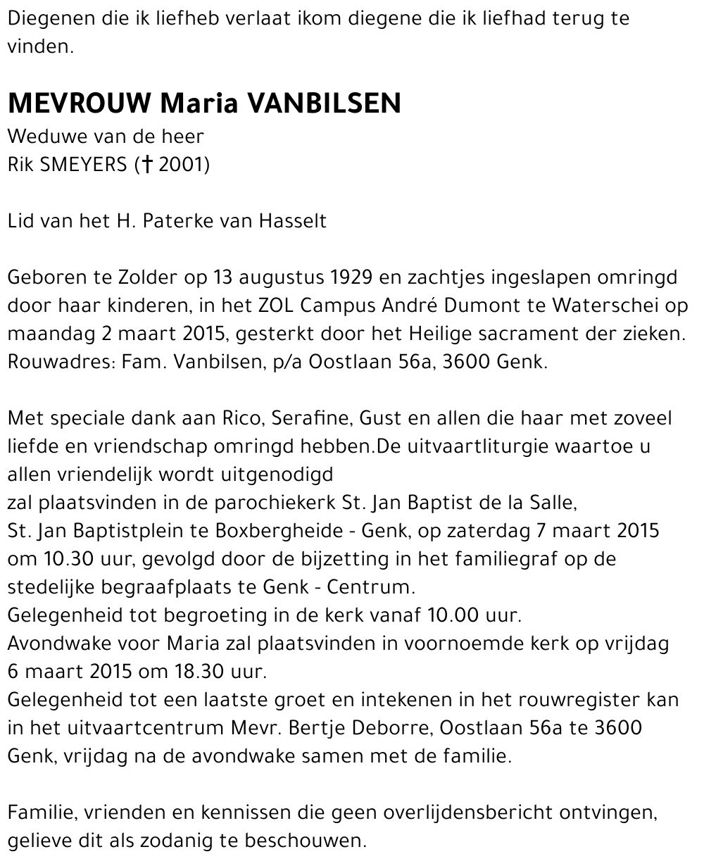 Maria VANBILSEN
