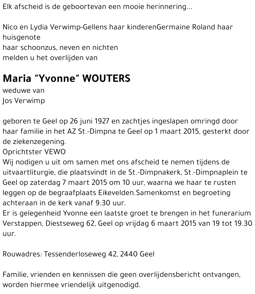 Maria Yvonne Wouters