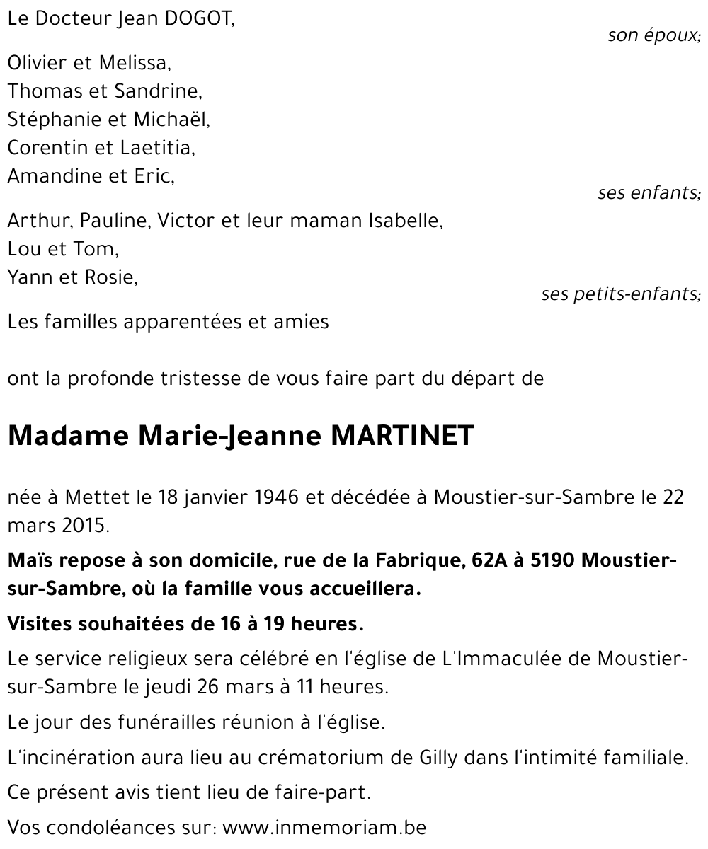 Marie-Jeanne MARTINET