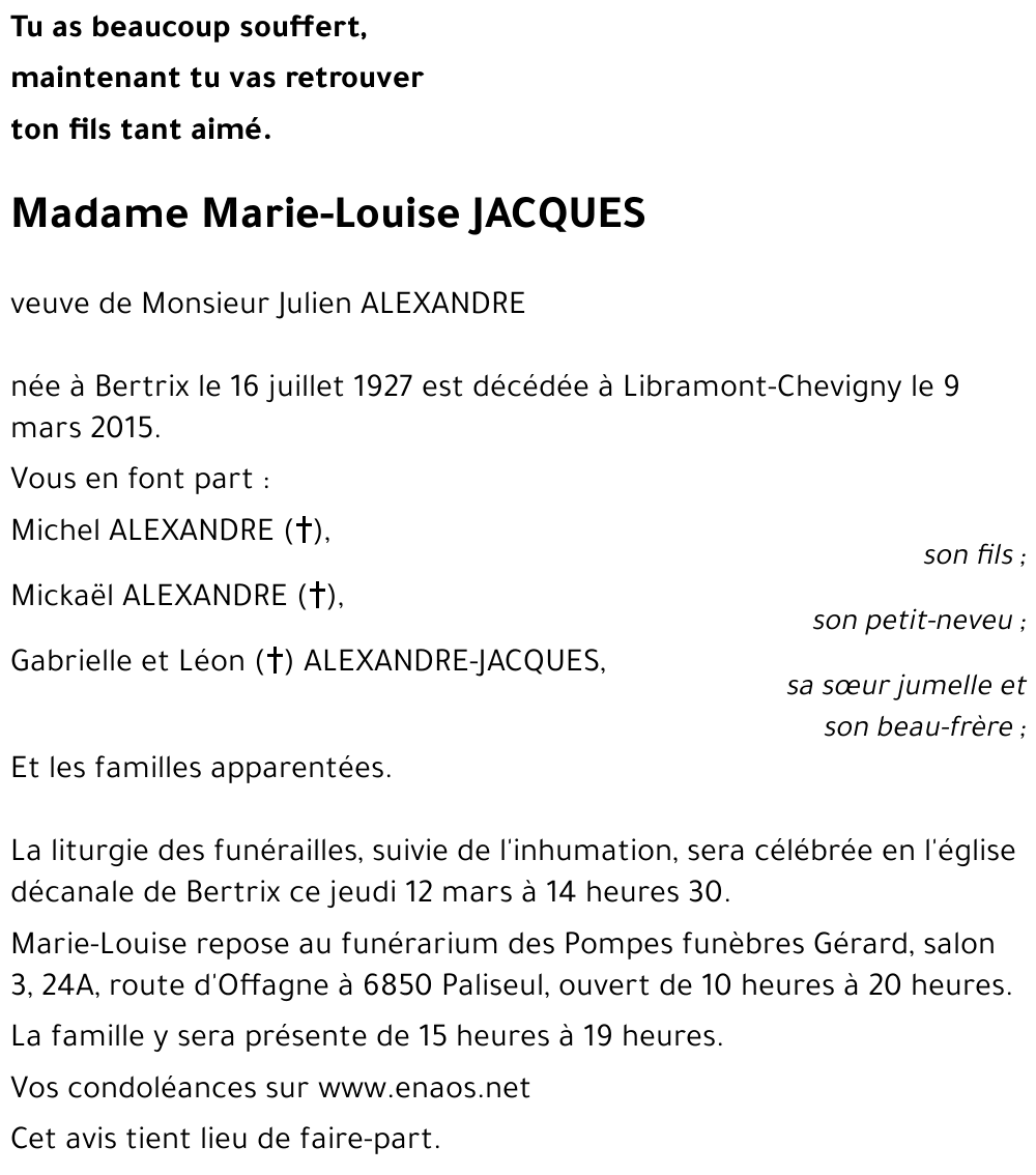 Marie-Louise JACQUES