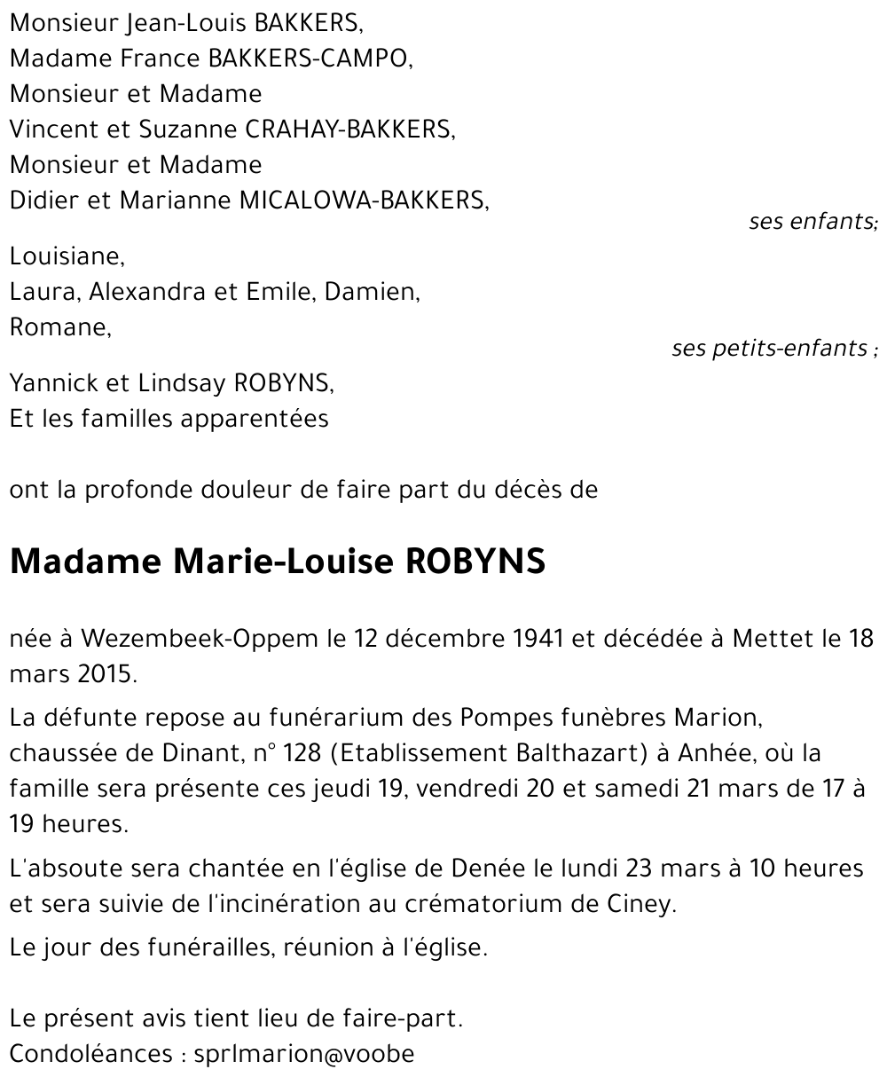 Marie-Louise ROBYNS