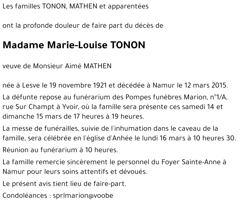 Marie-Louise TONON