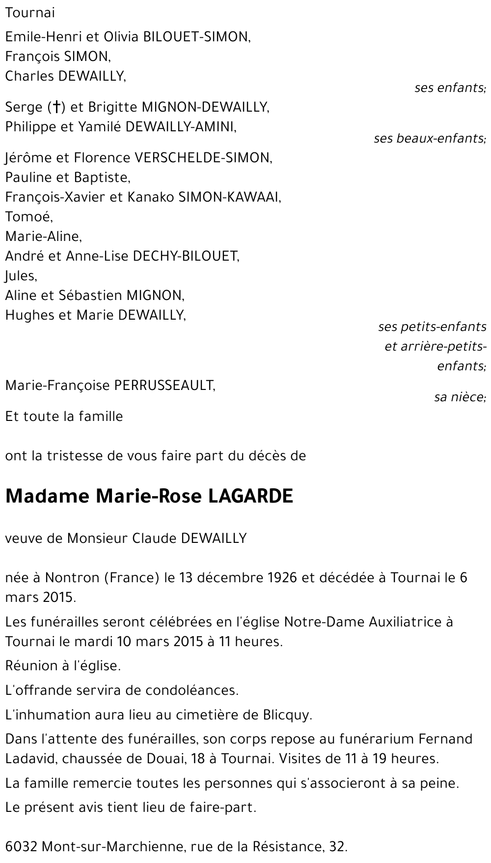 Marie-Rose LAGARDE