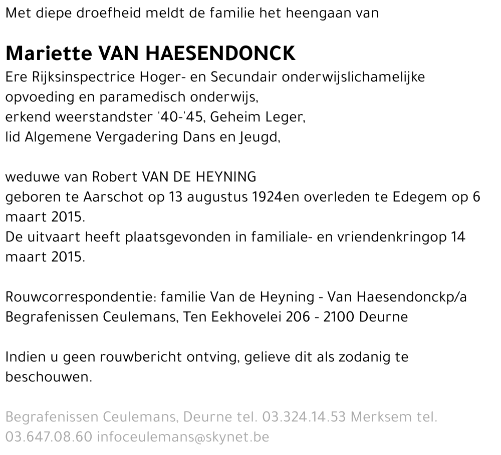 Mariette Van Haesendonck