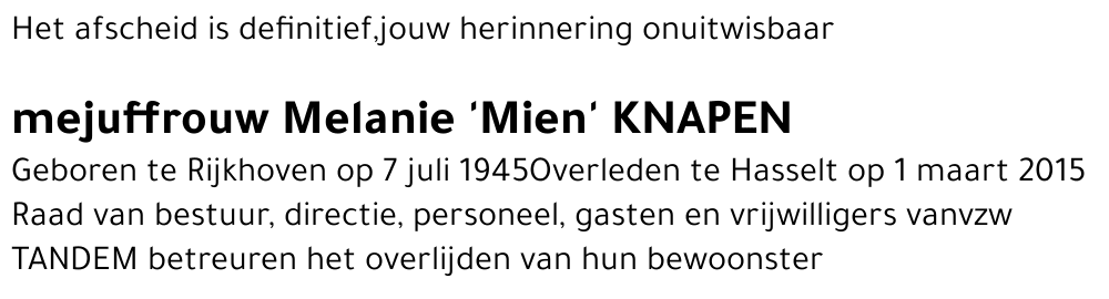 Melanie 'Mien' Knapen