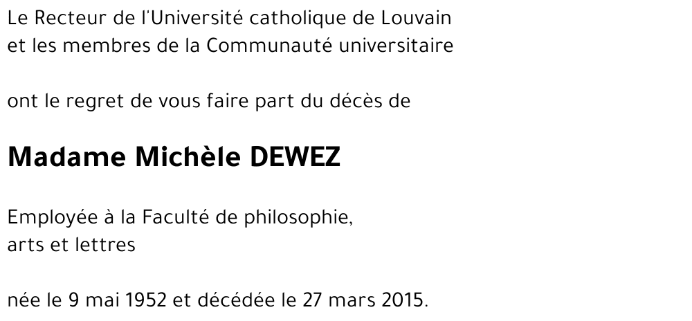 Michèle DEWEZ