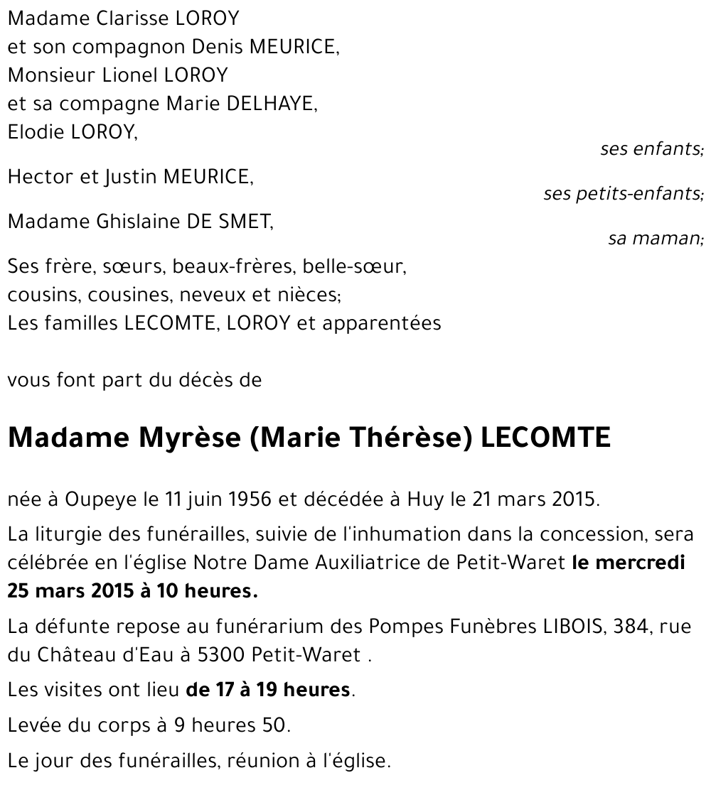 Myrèse (Marie Thérèse) LECOMTE