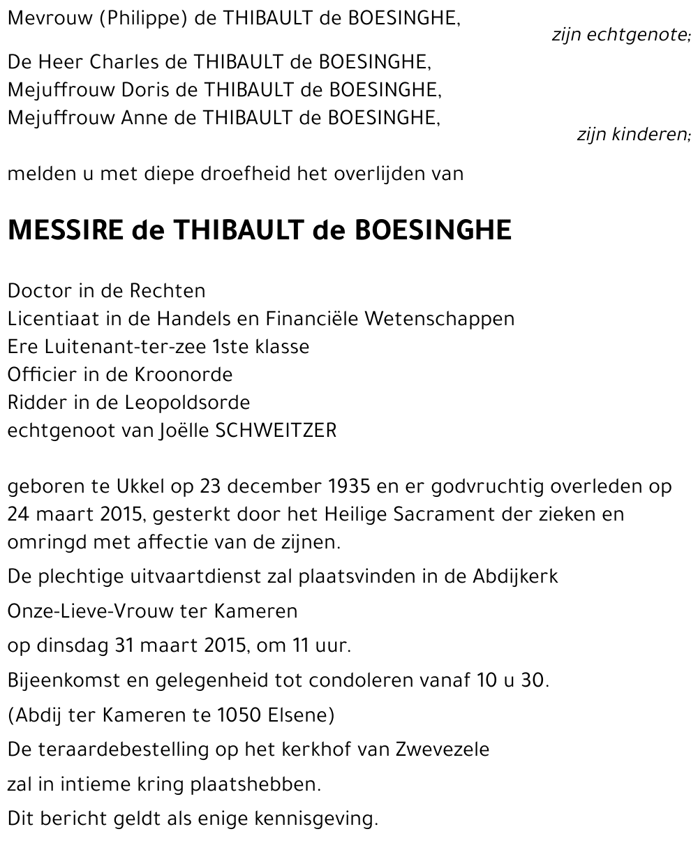 Philippe de THIBAULT de BOESINGHE