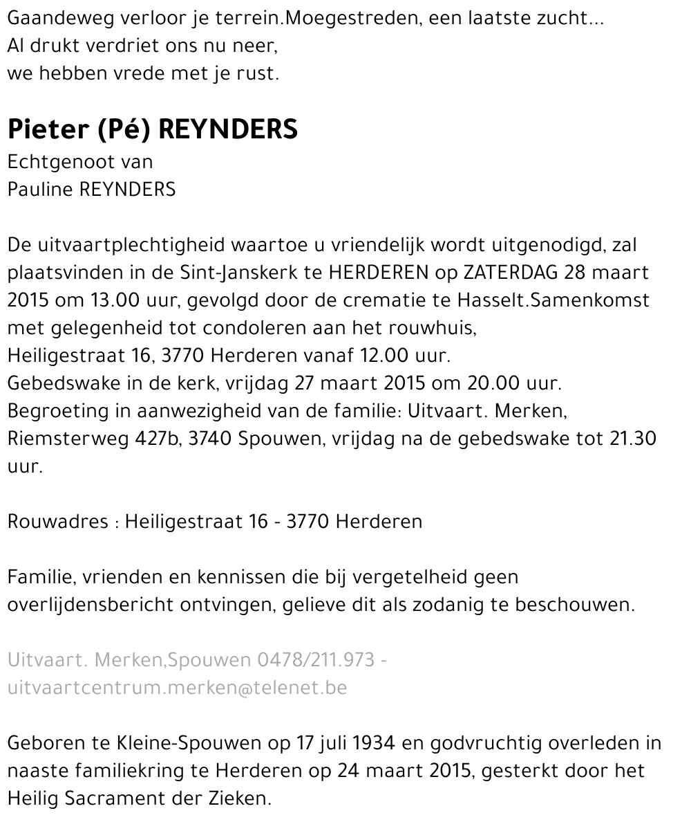 Pieter REYNDERS