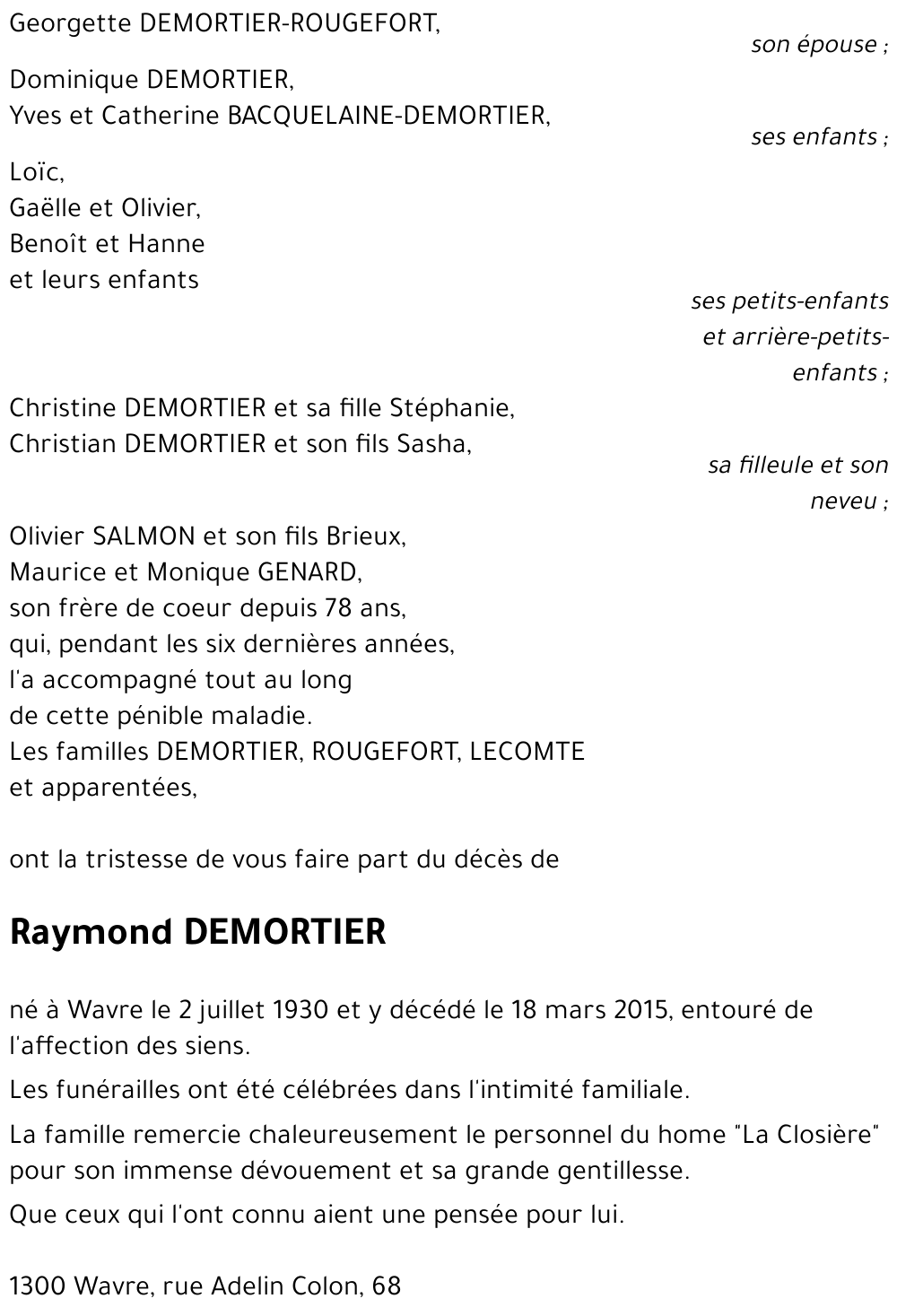 Raymond DEMORTIER