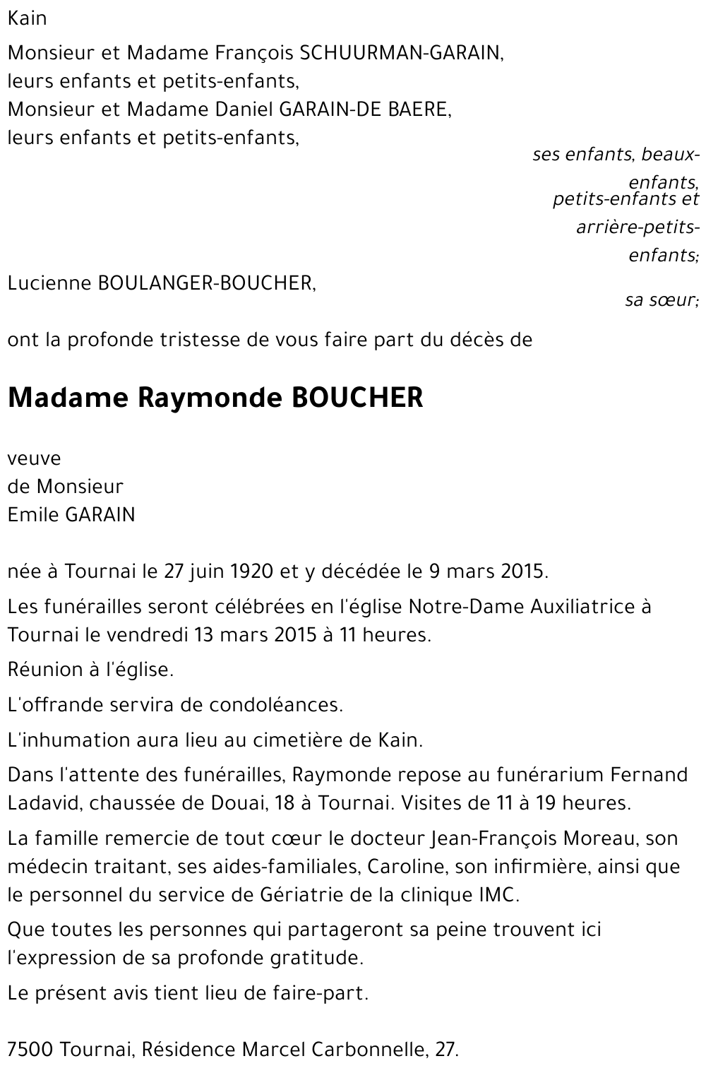 Raymonde BOUCHER