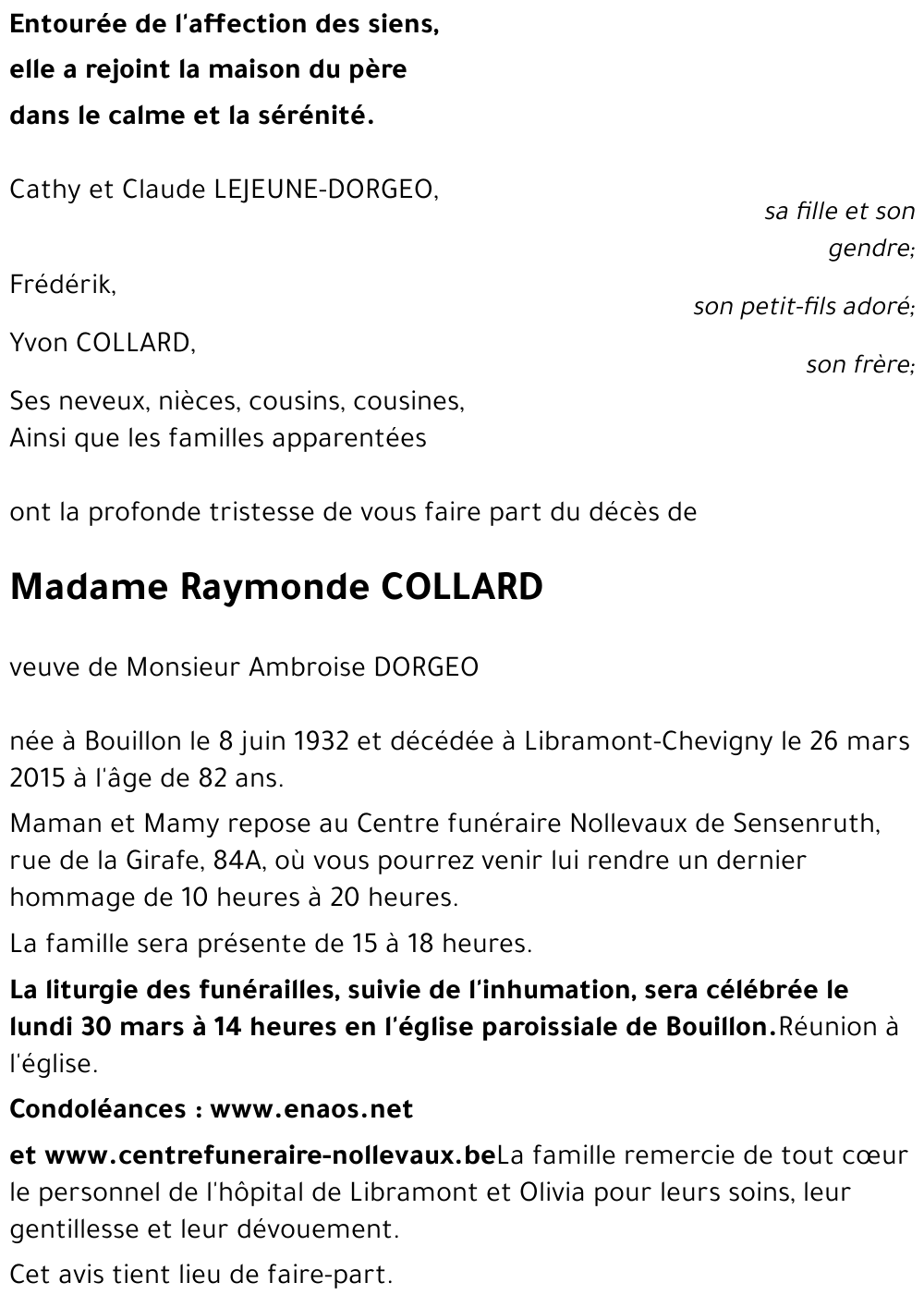 Raymonde COLLARD