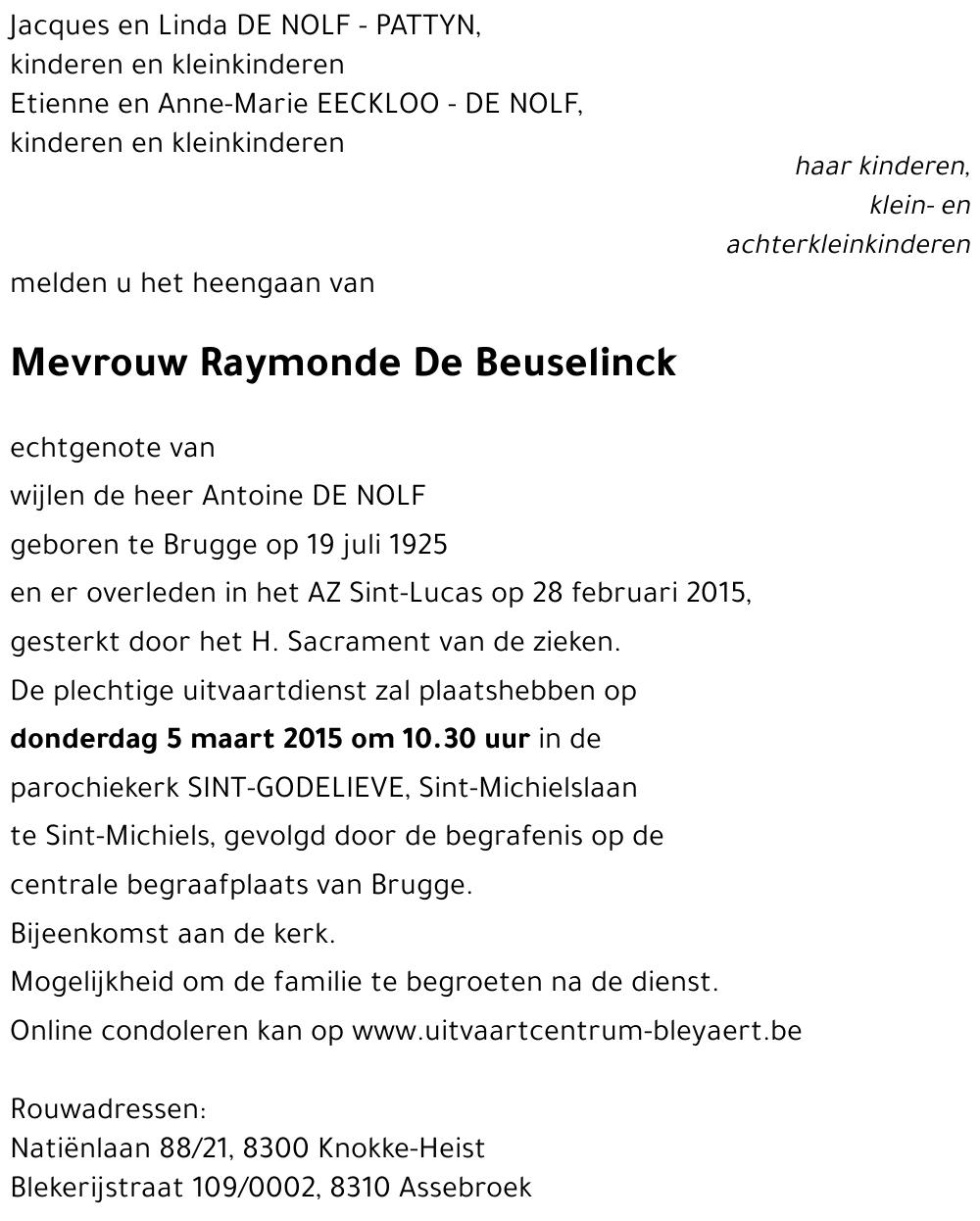 Raymonde De Beuselinck