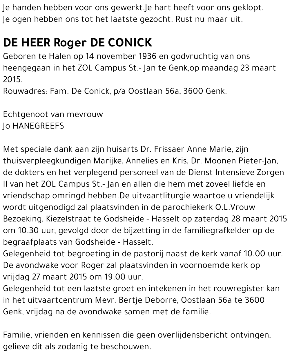 Roger DE CONINCK