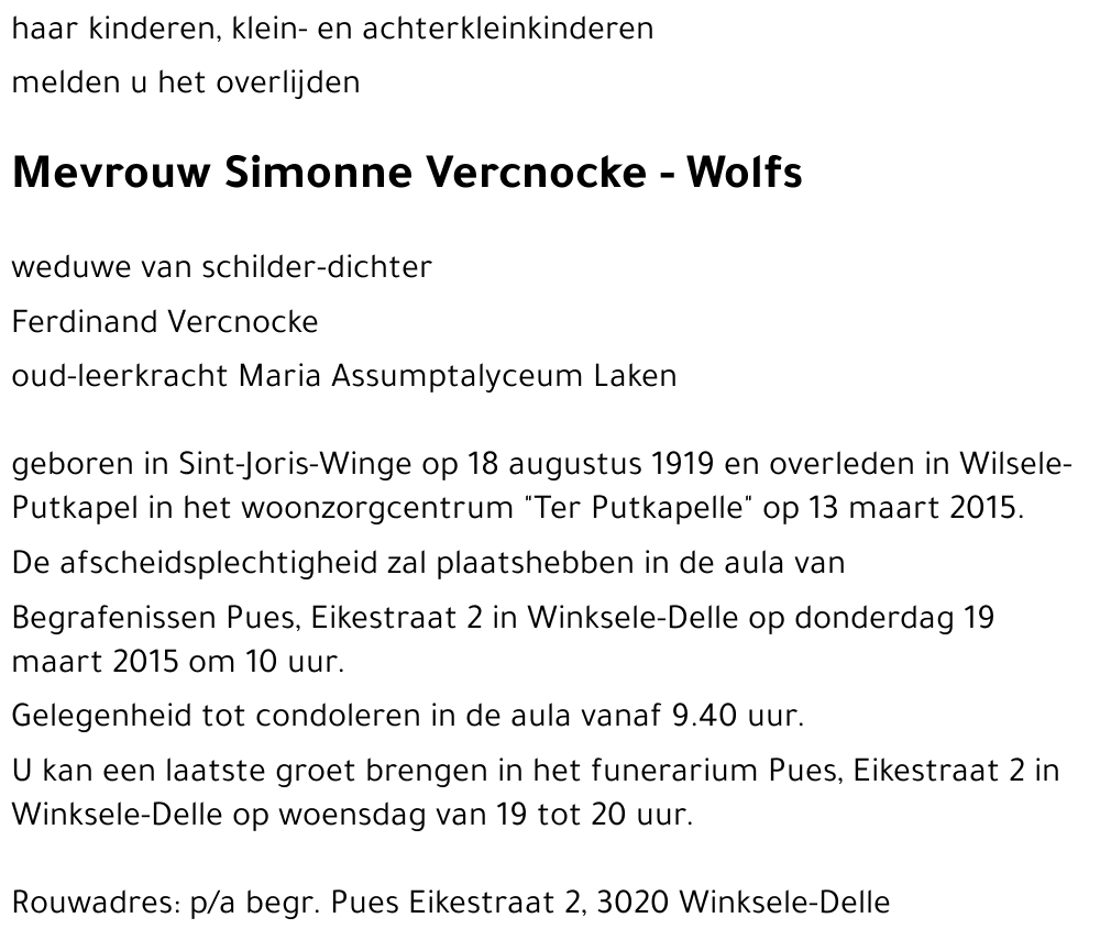 Simonne Vercnocke - Wolfs
