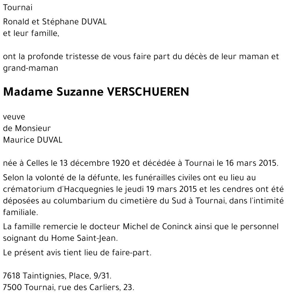 Suzanne VERSCHUEREN